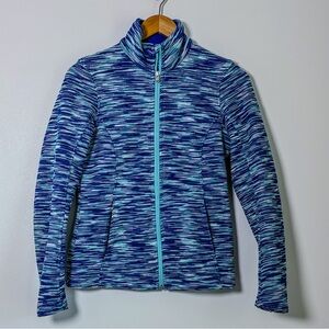 Spyder Blue Space Dyed Full Zip Fleece Lined Knit Jacket with Pockets Size S